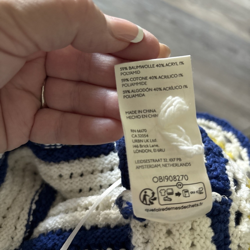 Maeve By Anthropologie Crochet Hem Sweater V Neck Tank Granny Square Boho XL - Picture 9 of 12
